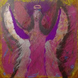 Holy Amethyst & her Divine Light, 20x20, Original SOLD
(NOW available as print on paper or canvas, starting at $111; sizes begin at 8 x10. please contact Oonagh on her contact page for more details)