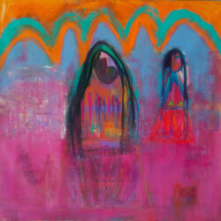 Messenger From the Mountains, 63x64.5, Original SOLD
(NOW available as print on paper or canvas, starting at $111; sizes begin at 8 x10. please contact Oonagh on her contact page for more details)