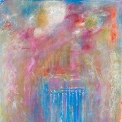 Sacred Waters of Chimayo, She Remembers When They Told Her She Was Light, Original SOLD
(NOW available as print on paper or canvas, starting at $111; sizes begin at 8 x10. please contact Oonagh on her contact page for more details)