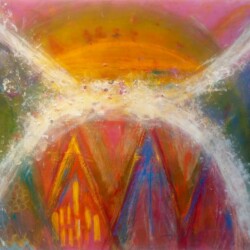 Bones of the Stone People & the Emerald Tablet, 41x65, Original SOLD
(NOW available as print on paper or canvas, starting at $111; sizes begin at 8 x10. please contact Oonagh on her contact page for more details)