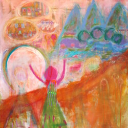 she remembered she was magic & for this she jumped in joy, 65x63, Original SOLD
(NOW available as print on paper or canvas, starting at $111; sizes begin at 8 x10. please contact Oonagh on her contact page for more details)